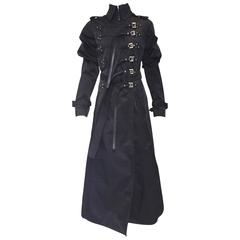 1990s Gianfranco Ferre vintage black nylon bondage trench coat 12