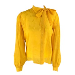 Vintage UNGARO Size 6 Yellow Ribbed Long Sleeve Blouse