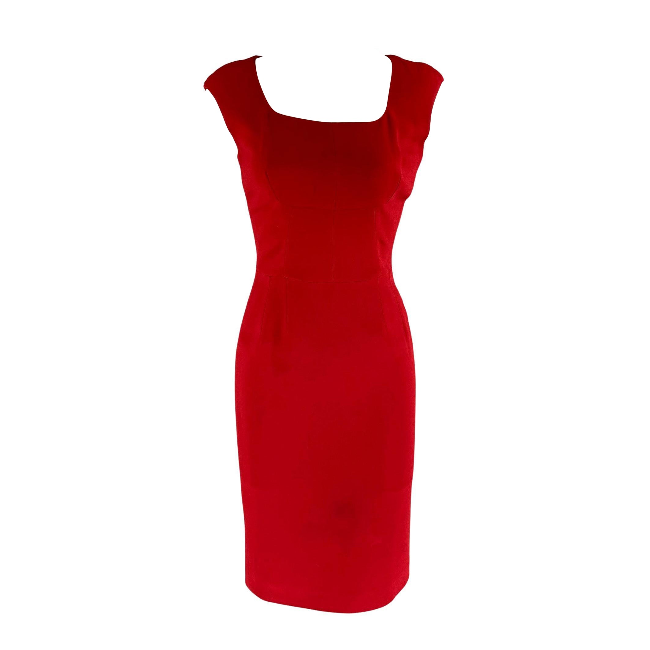 DOLCE & GABBANA Size 6 Red Viscose Blend Solid Mid-Calf Dress