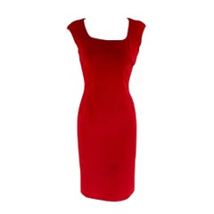 DOLCE & GABBANA Size 6 Red Viscose Blend Solid Mid-Calf Dress
