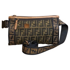 2010s FENDI Brown Zucca Jacquard Flat Belt Bag Waist Bag
