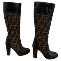 Fendi Cloth Boots in Brown For Sale at 1stDibs