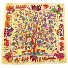 Hermes Yellow Fantasies Silk Print 36 X 36 Scarf