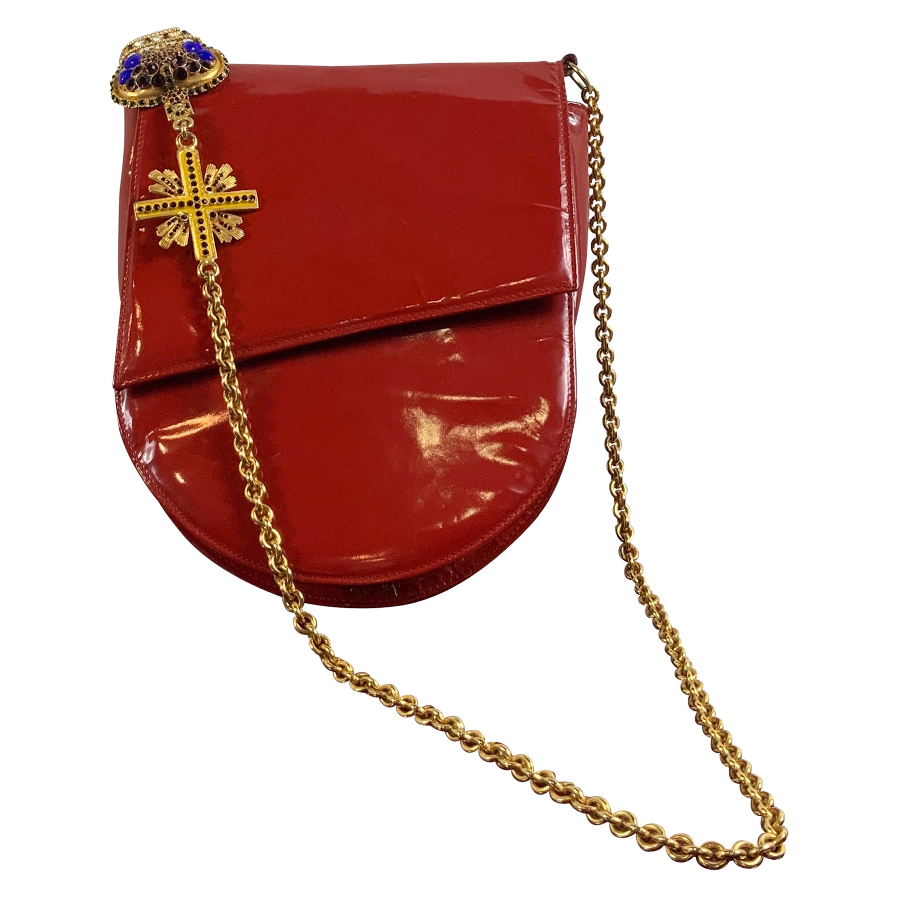 Gianni Versace red leather shoulder bag