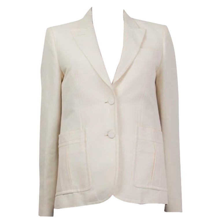 GUCCI ivory white cotton CLASSIC Blazer Jacket 42 M For Sale