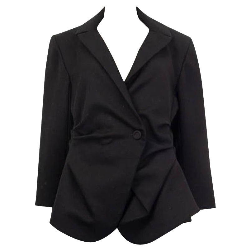 JACQUEMUS black cotton LE SOUK RUCHED Blazer Jacket 42 L For Sale