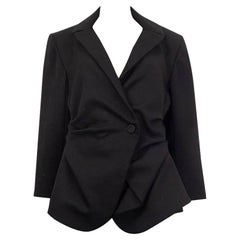 JACQUEMUS black cotton LE SOUK RUCHED Blazer Jacket 42 L