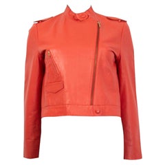 Veste EPAULETTES BIKER MIU MIU en cuir rouge corail et orange, 42 M