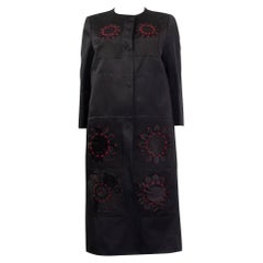 PRADA Schwarz Seide 2013 FLORAL EMBROIDERED SATIN Mantel Jacke 40 S