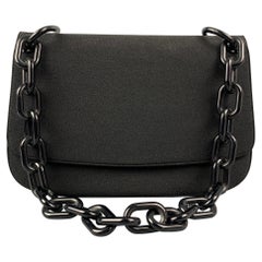 PRADA Black Fabric Acetate Chain Shoulder Bag Handbag