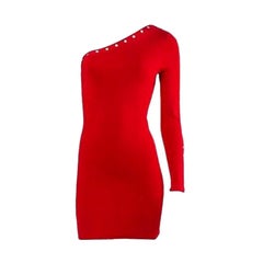 ALEXANDER WANG RED MINI BODYCON ONE SHOULDER DRESS size S