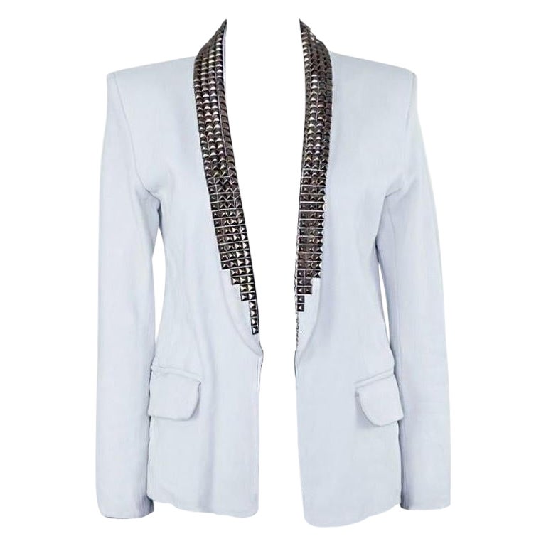 NEW BALMAIN WHITE JACKET w/SPIKES 42 - L For Sale at 1stDibs