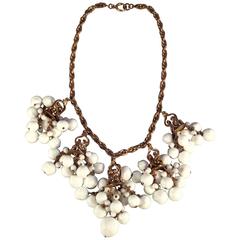 Miriam Haskell Necklace 1940s White Glass Beads