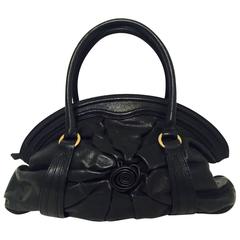 Valentino Garavani Black Leather Satchel With Rose 9