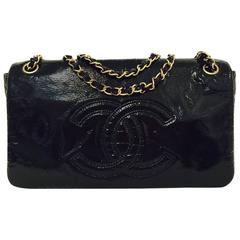 Chanel Black Patent Leather Flap Bag w. Double Chain Straps Serial 11561133