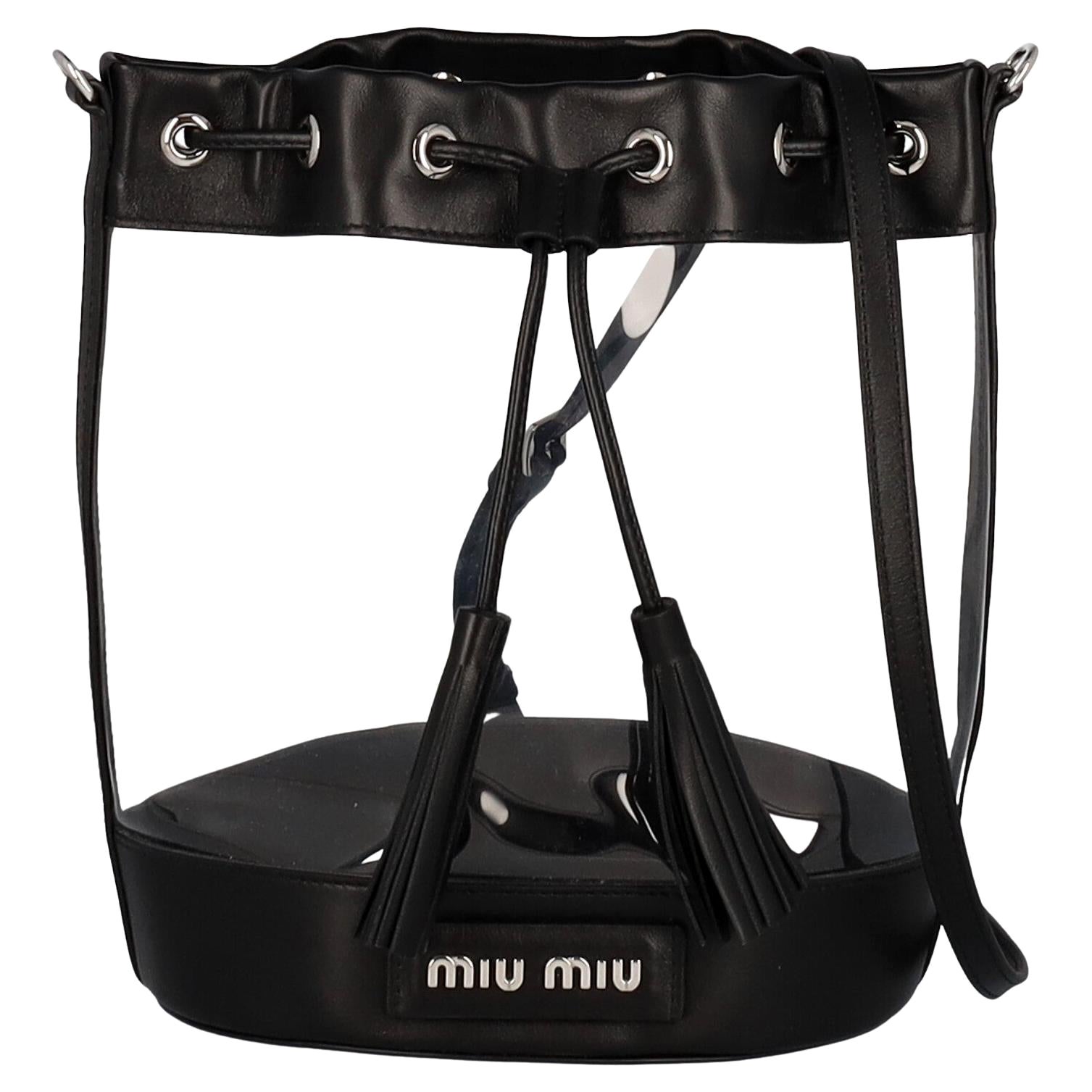 Miu Miu Women Shoulder bags Black, Transparent Synthetic Fibers  For Sale