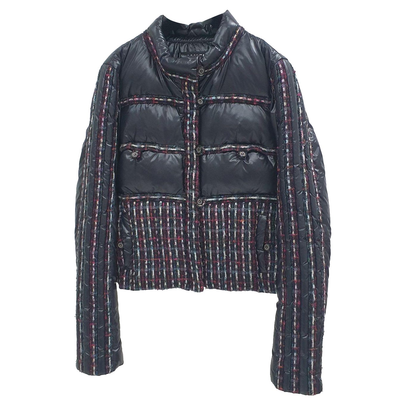 Chanel Tweed and Polyamide Down Puffer Jacket