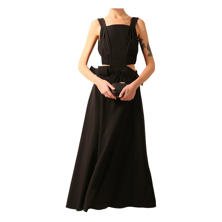 Louis Vuitton 2016 black cut out belted maxi dress FR 34 at 1stDibs