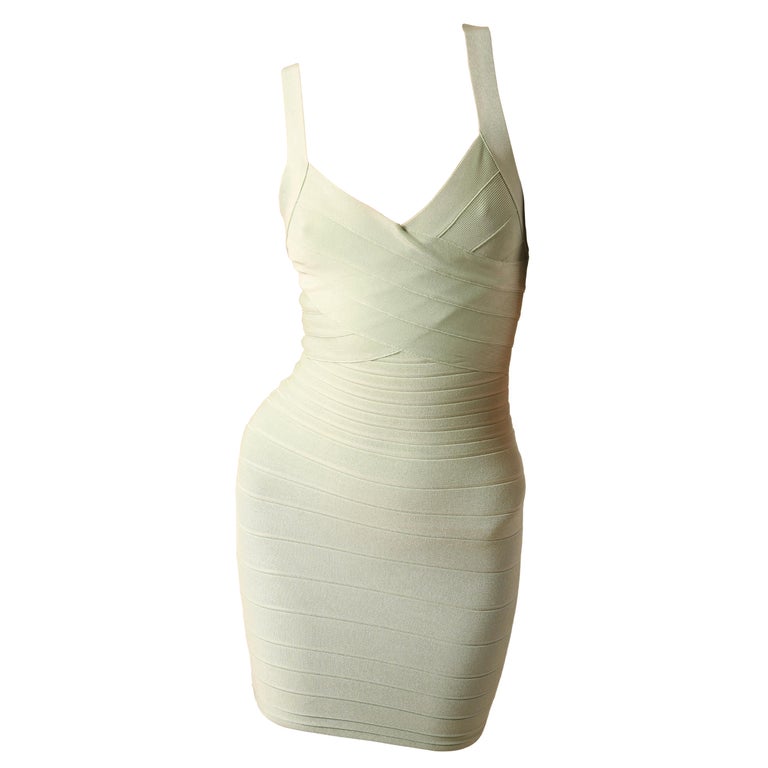 Herve Leger mint green bandage body con low cut cross over backless mini  dress For Sale at 1stDibs | mint bandage dress, mint green bandage dress, herve  leger dress green