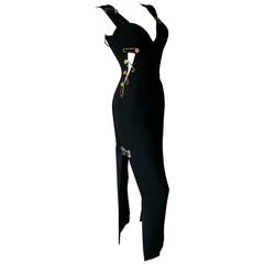Gianni Versace Punk-Abendkleid in Museumsqualität mit Sicherheitsnadel Frühjahr 1994