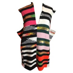 Missoni Size 42 Black White V Neck Sleeveless Wool Knit Top 