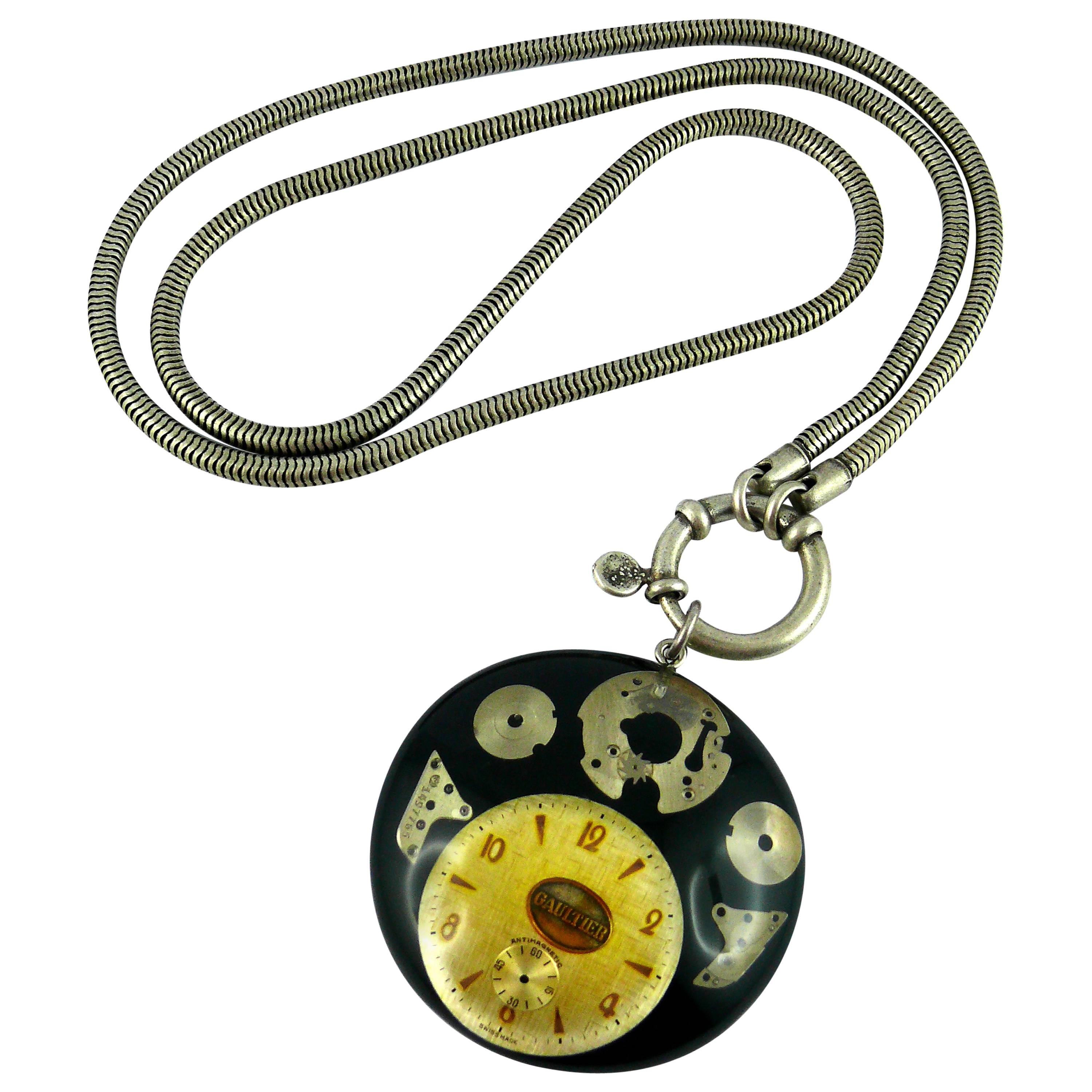 Jean Paul Gaultier Vintage Rare Steampunk Clock Necklace For Sale
