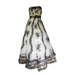 Oscar de la Renta for Bergdorf Goodman Embroidered Vintage Strapless Ball Gown