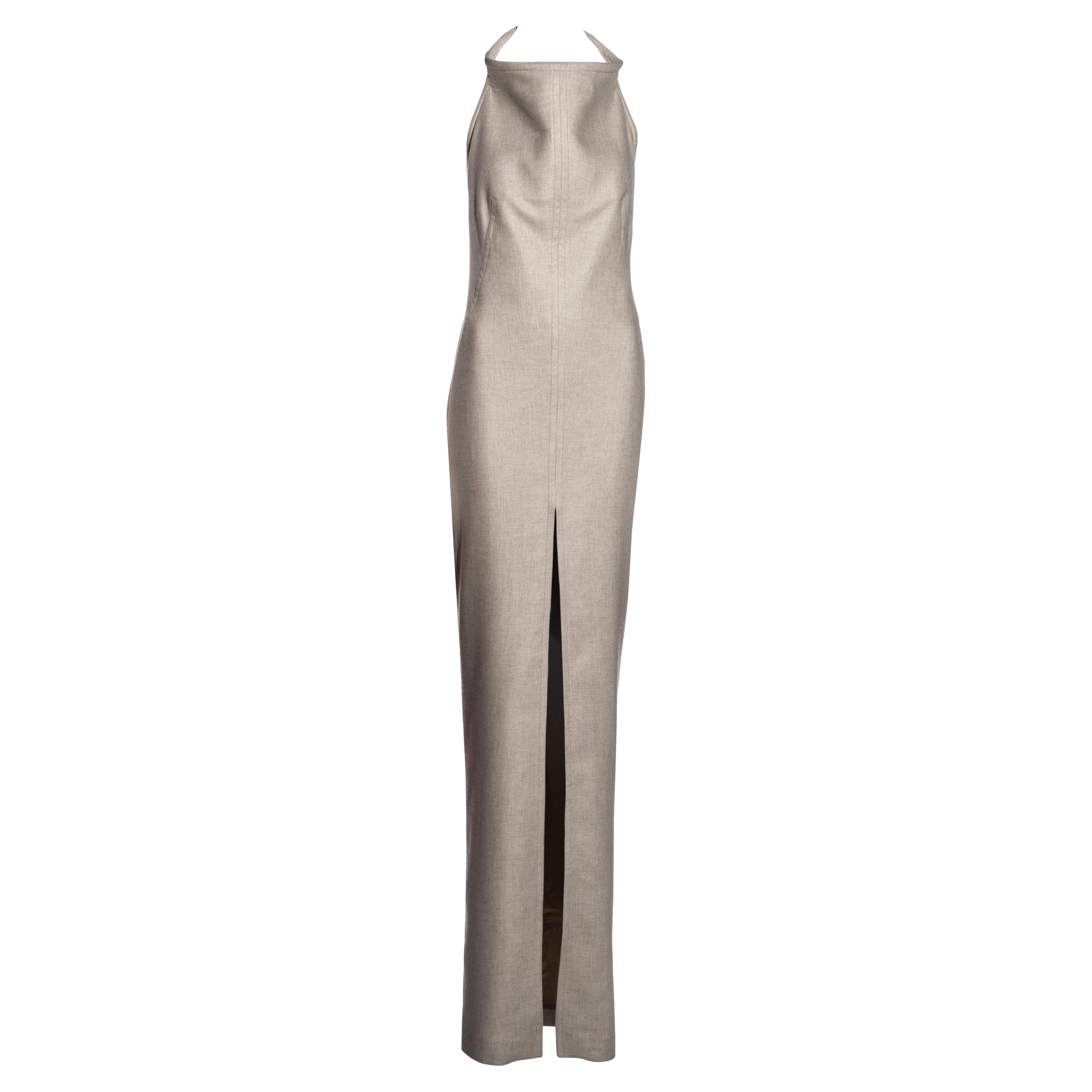 Gianfranco Ferre beige wool column dress, fw 1999 For Sale