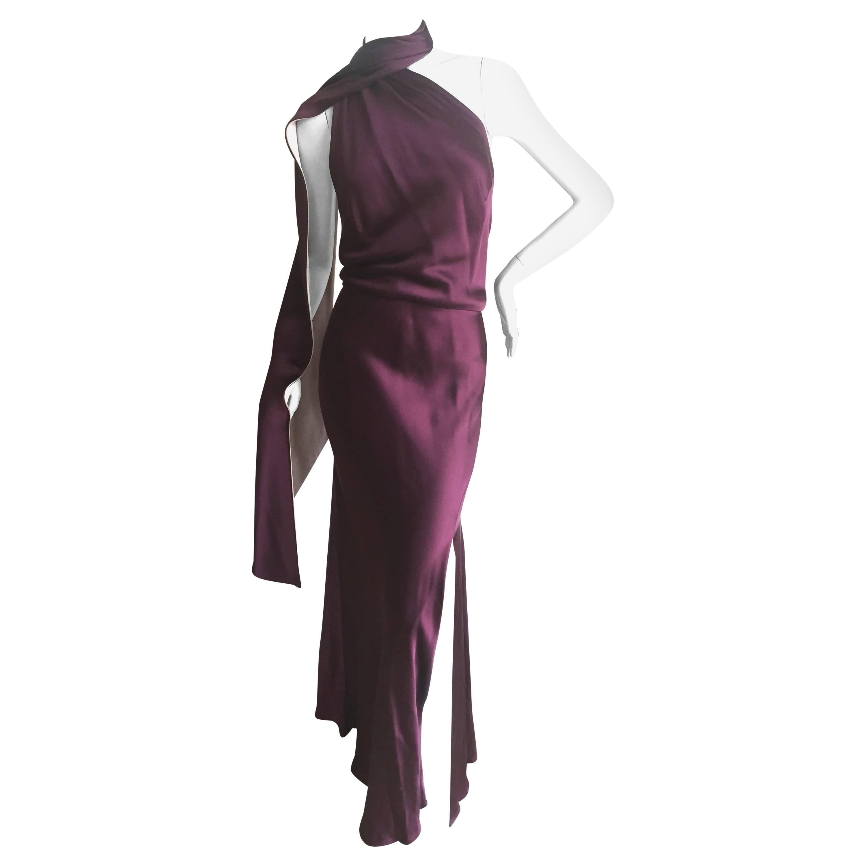 Jackie Rogers Plum Silk Charmeuse Evening Dress For Sale