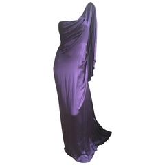 Vintage Jackie Rogers Amethyst SIlk Charmeuse One Shoulder Godess Dress