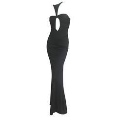 Gucci by Tom Ford Keyhole Cut Out Black Evening Dress 2004
