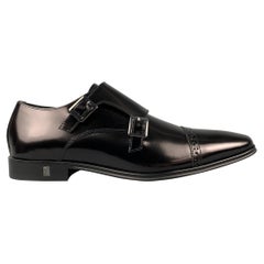 VERSACE COLLECTION Größe 8 Schwarze Loafers aus Leder mit doppeltem Monk-Riemen