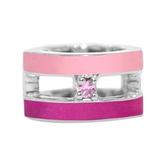 Orecchini a bracciale a righe rosa con zaffiro