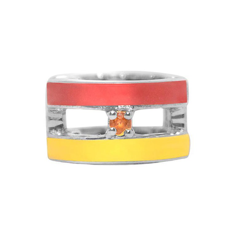 Yellow and Orange Striped Cuff Earring with Sapphire For Sale