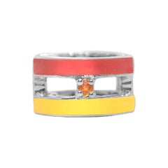Yellow and Orange Striped Cuff Earring with Sapphire
