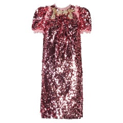 Dolce & Gabbana Pink Crystal Polyester Shift Short Mini Party Dress Evening 