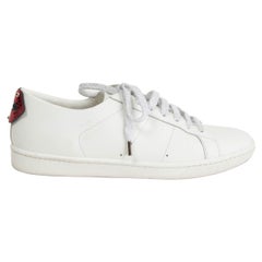 Used SAINT LAURENT white leather LIPS CLASSIC COURT Sneakers Shoes 39.5