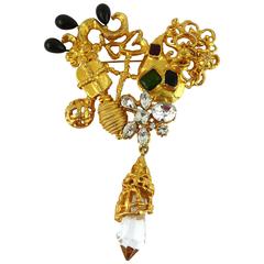 Christian Lacroix Vintage Huge Jewelled Baroque Heart Brooch 9