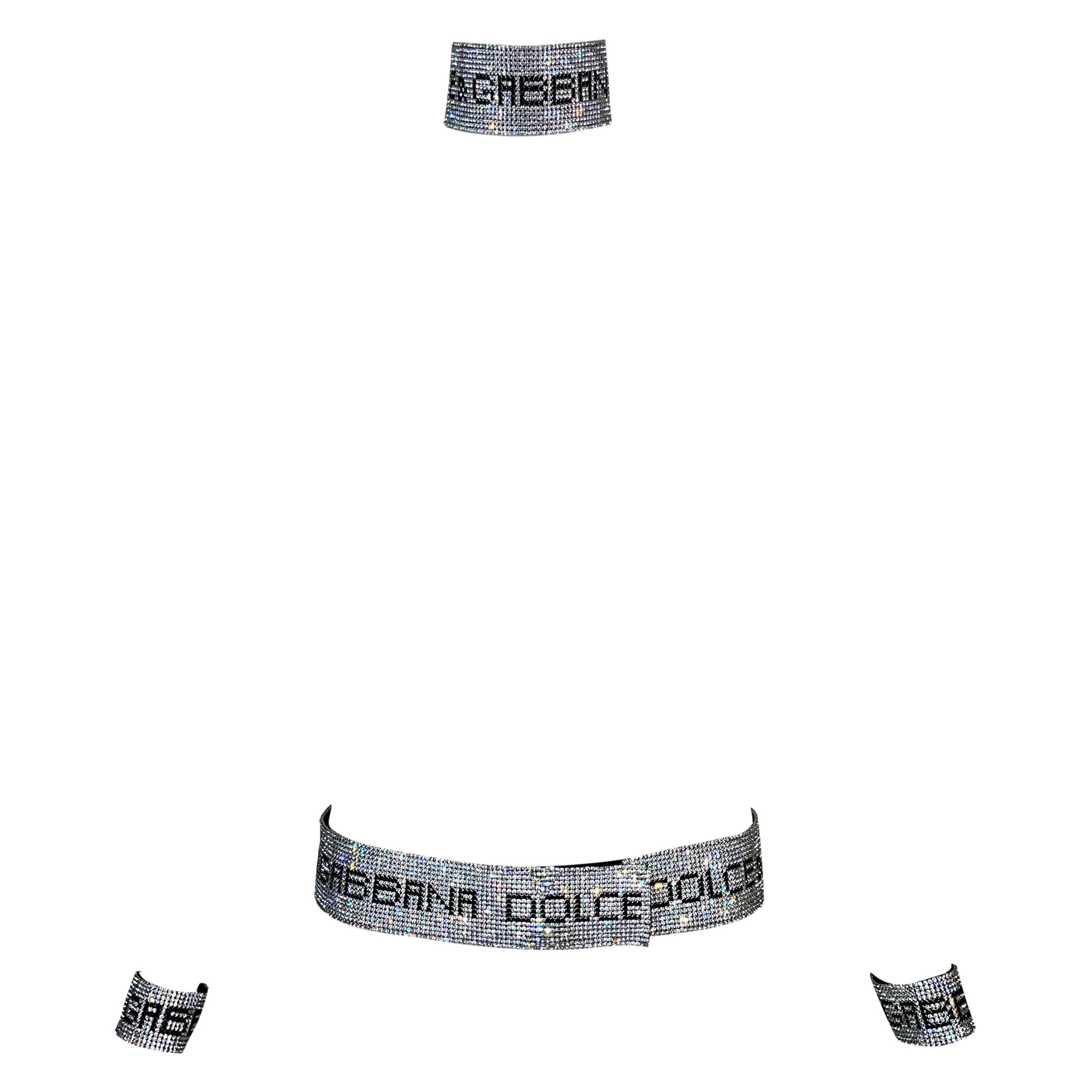 S/S 2000 Dolce & Gabbana Crystal Logo Belt Choker Bracelets Set