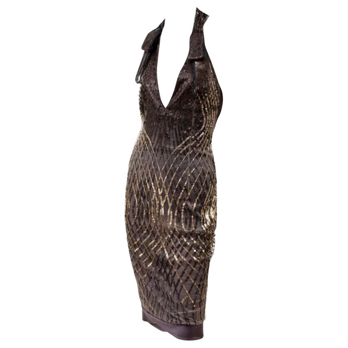 F/W 2005 Vintage GUCCI Sequin Embellished Dress by Alessandra Facchinetti For Sale