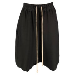 RICK OWENS NASKA S/S 12 Size 6 Black Ribbed Silk Bermuda Shorts