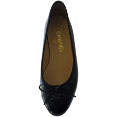 Chanel Black Leather Ballet Flats 36