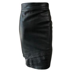 Gianni Versace Size S Black Leather Pencil Skirt 
