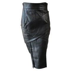 Gianni Versace Size S Black Leather Wrap Pencil Skirt 