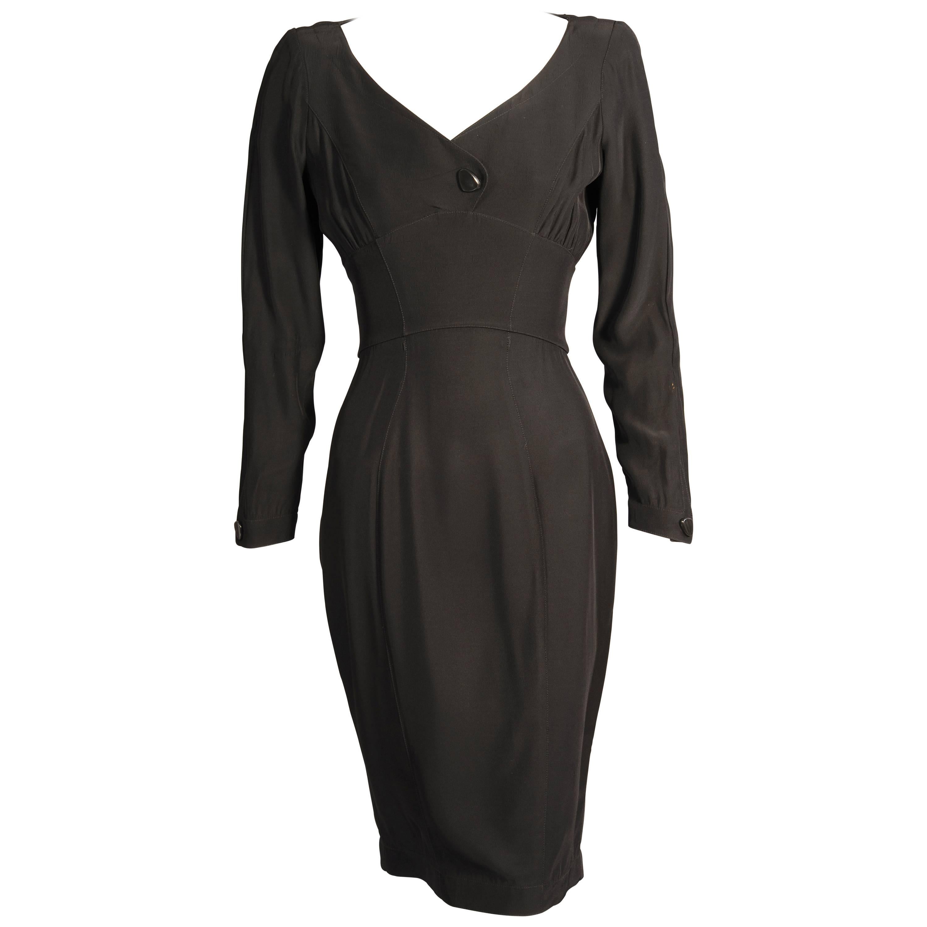 Thierry Mugler Black Button Back Dress For Sale