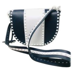 Valentino Free Rock Stud Navy Blue White Bag NWT 2676-10-101020