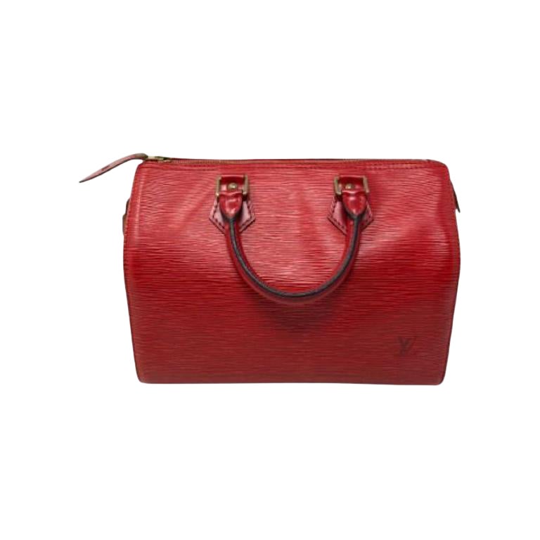 Louis Vuitton Red Epi Leather Bag Speedy Purse  For Sale