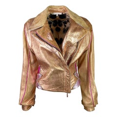 Roberto Cavalli Frühjahr 2002 Rose Gold Lederjacke