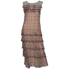 Chanel Silk 4 Leaf Clover Chiffon Gown at 1stDibs