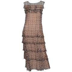 Chanel Silk 4 Leaf Clover Chiffon Gown 1